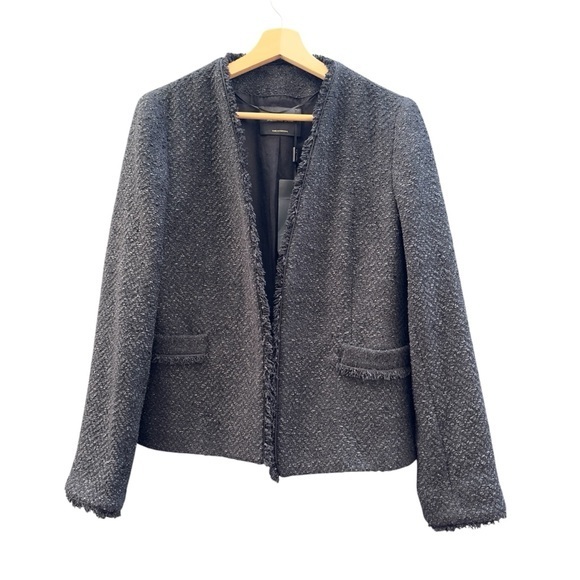 Massimo Dutti tweed fringe blazer jacket NWT - Picture 1 of 8